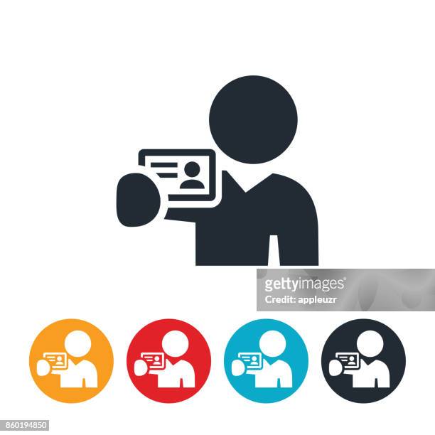 person holding out business card icon - identity stock illustrations