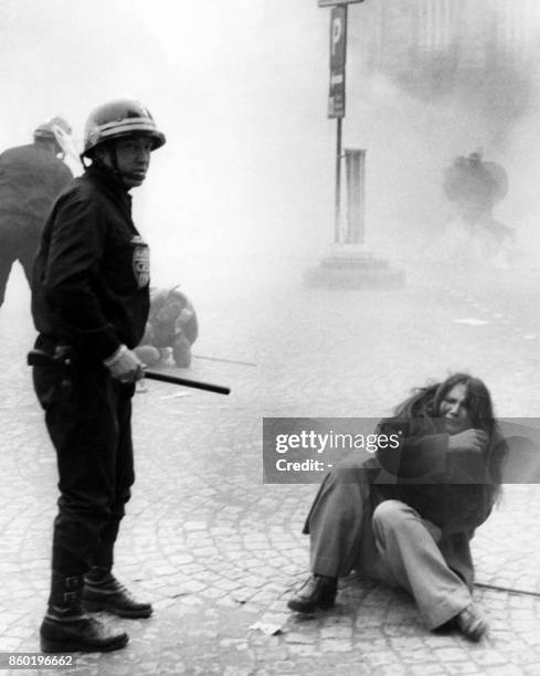 Students clash with riot police officers during a demonstration on May 1968 in Paris during the May 1968 events in France.