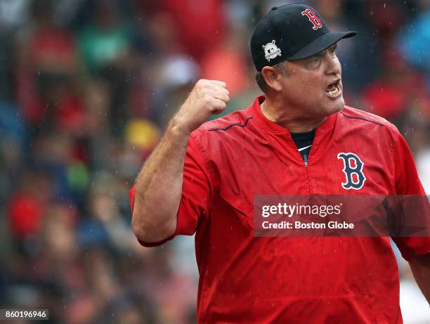 Boston Red Sox manager John Farrell after he was ejected from the game by the home plate umpire Mark Wegner. The Boston Red Sox hosted the Houston...