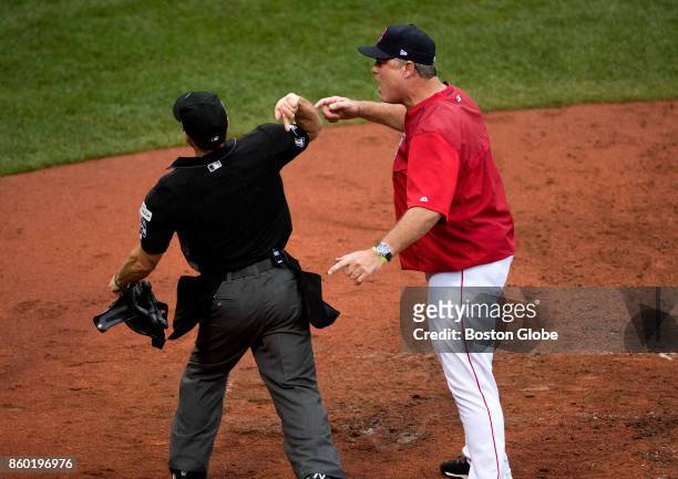Boston Red Sox manager John Farrell after he was ejected from the game by the home plate umpire Mark Wegner. The Boston Red Sox hosted the Houston...
