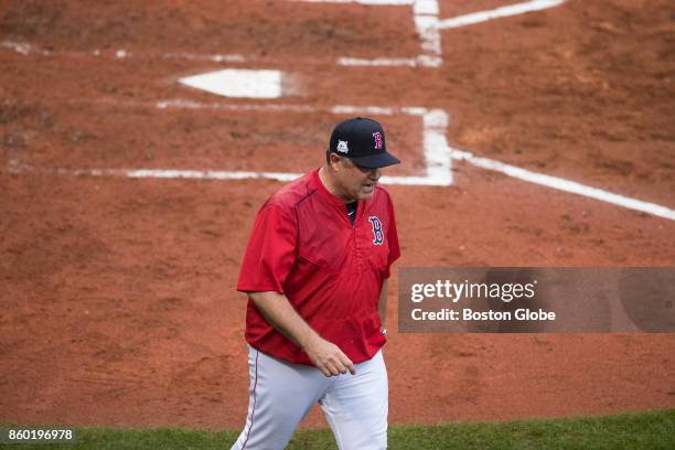 Boston Red Sox manager John Farrell after he was ejected from the game by the home plate umpire Mark Wegner. The Boston Red Sox hosted the Houston...