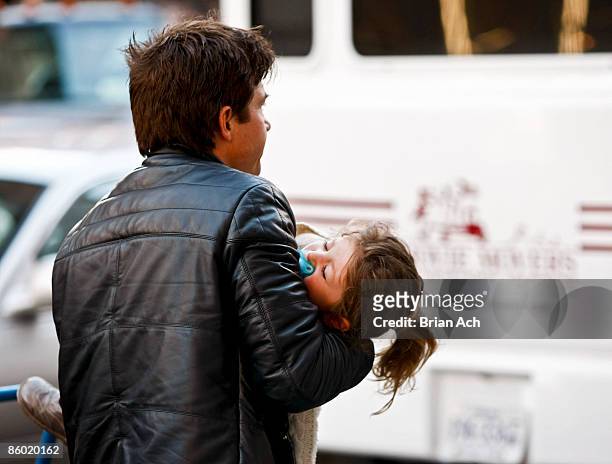 Actor Jason Bateman and daughter Francesca Nora seen on the streets of Manhattan on April 17, 2009 in New York City.