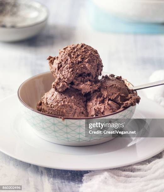 dark chocolate and nuts ice cream - chocolate ice cream stock pictures, royalty-free photos & images