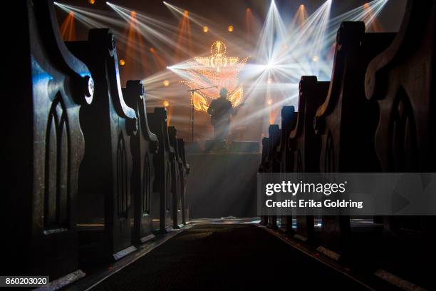 Jason Isbell performs during his soundcheck at Ryman Auditorium on October 10, 2017 in Nashville, Tennessee.