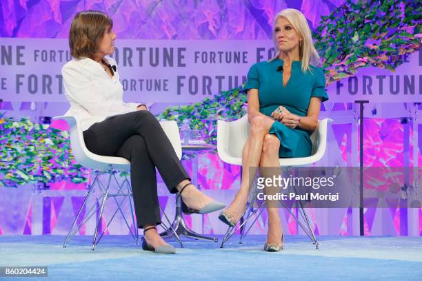 Executive Director, Fortune MPW Summits and Live Content, Pattie Sellers, and Counselor to the President Kellyanne Conway speak onstage at the...