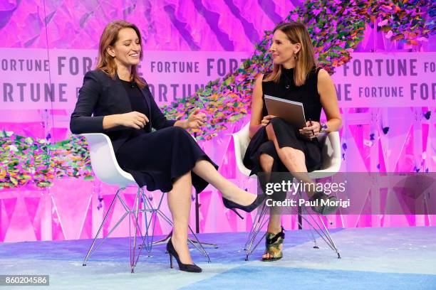 Anchor and NBC News Correspondent Katy Tur and Fortune Senior Editor-at-Large Leigh Gallagher speak onstage at the Fortune Most Powerful Women Summit...