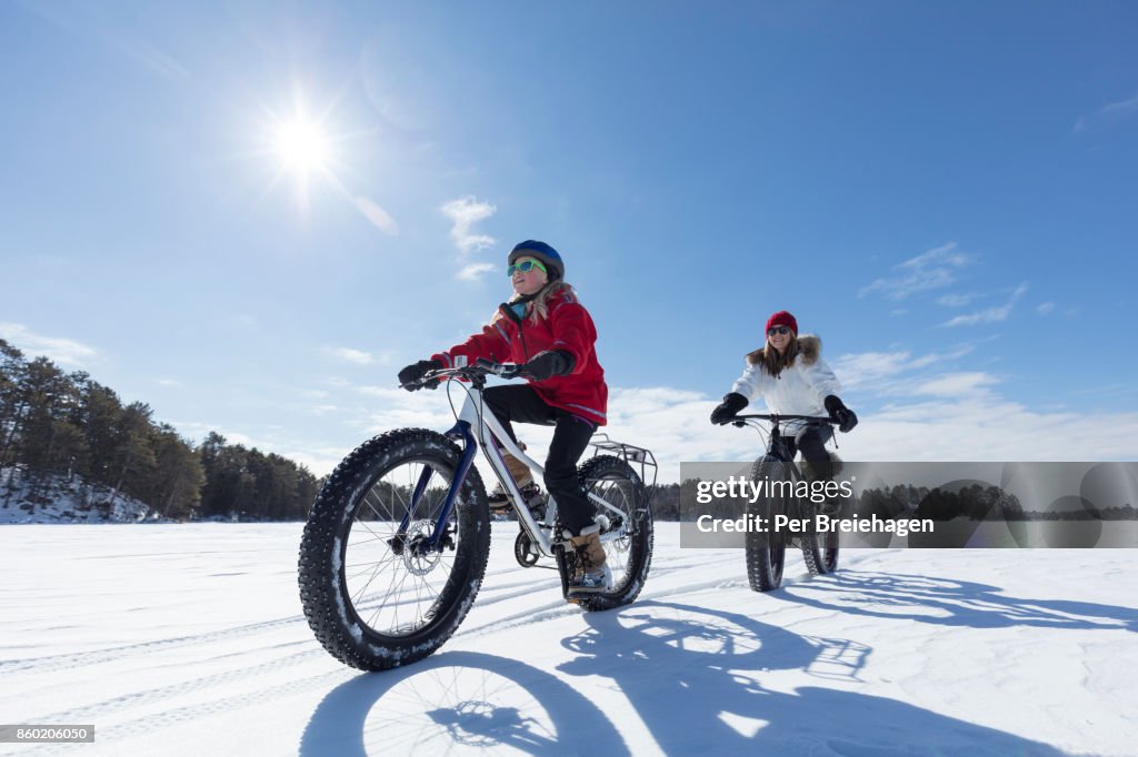 MOTHER AND DAUGHTER FAT BIKING IN MINNESOTA