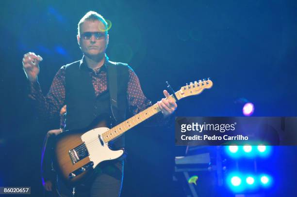 Keith Strickland of the American band B 52's performs during concert at Citibank Hall on April 17, 2009 in Rio de Janeiro, Brazil. This tour is to...