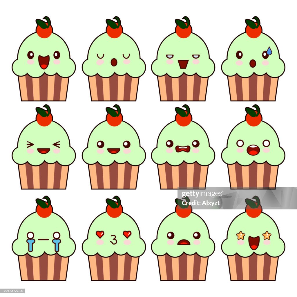 Cup Cake Kawaii Character Cartoon Cute Face Happy Smartphone Cartoon  Character Flat Design Vector Illustration High-Res Vector Graphic - Getty  Images