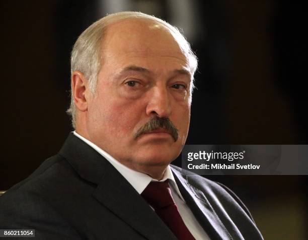 Belarussian President Alexander Lukashenko attends attends during the Eurasian Econonic Union Summit on October 12, 2017 in Sochi, Russia. Leaders of...