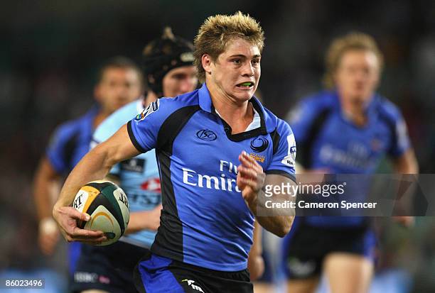 James O'Connor of the Force makes a break during the round 10 Super 14 match between the Waratahs and the Western Force at the Sydney Football...