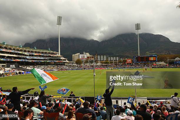 General view of the ground during the IPL T20 match between Mumbai Indians and Chennai Super Kings at Newlands Cricket Ground on April 18, 2009 in...