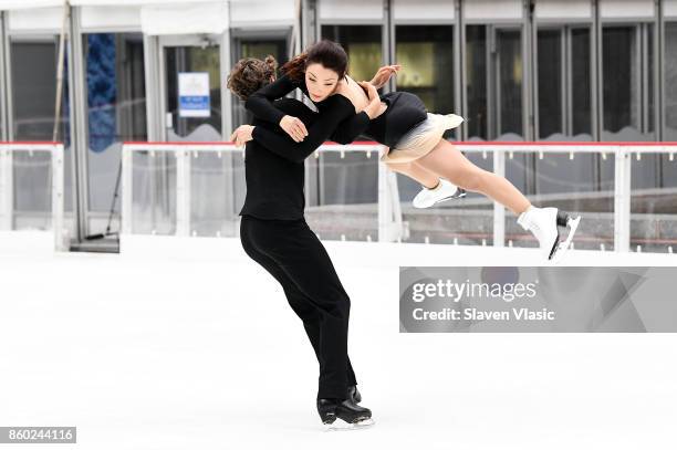 Olympic Gold medalists Meryl Davis and Charlie White host the first skate of the season at The Rink at Rockefeller Center on October 11, 2017 in New...