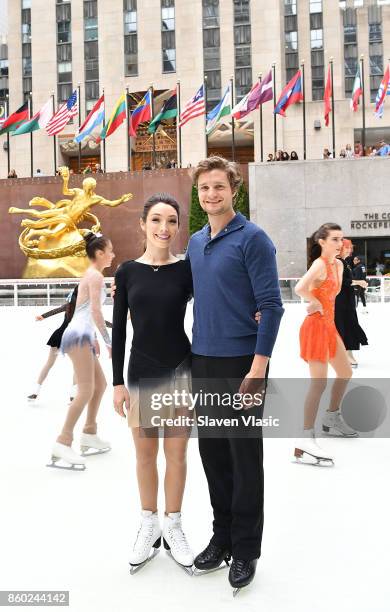 Olympic Gold medalists Meryl Davis and Charlie White host the first skate of the season at The Rink at Rockefeller Center on October 11, 2017 in New...