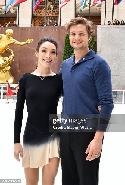 Olympic Gold medalists Meryl Davis and Charlie White host the first skate of the season at The Rink at Rockefeller Center on October 11, 2017 in New...