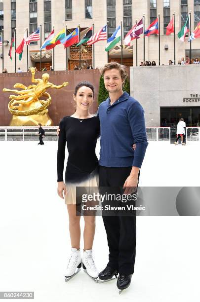 Olympic Gold medalists Meryl Davis and Charlie White host the first skate of the season at The Rink at Rockefeller Center on October 11, 2017 in New...