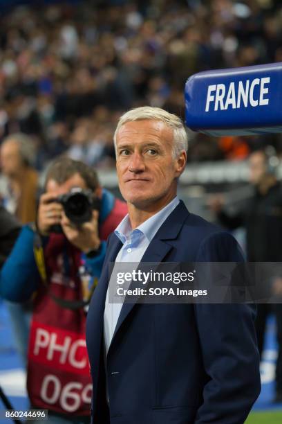 French's coach Didier Deschamps before the World Cup Group A qualifying soccer match between France and Belarus at Stade de France. .