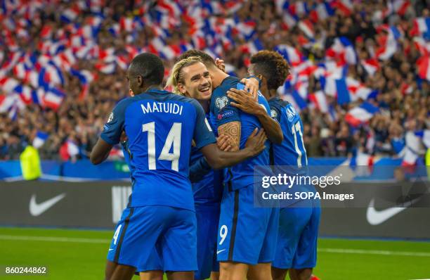 Antoine Griezmann during the World Cup Group A qualifying soccer match between France and Belarus at Stade de France. .