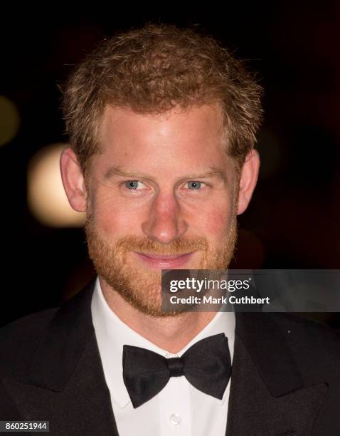 Prince Harry attends 100 Women in finance Gala dinner in aid of wellchild at Victoria and Albert Museum on October 11, 2017 in London, England.