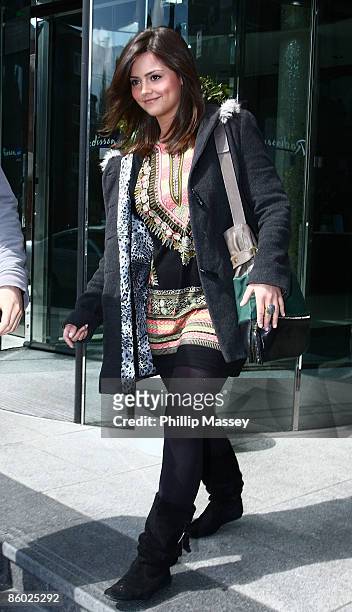 Emmerdale' Actress Jenna-Louise Coleman arrives at her hotel on April 18, 2009 in Dublin, Ireland.
