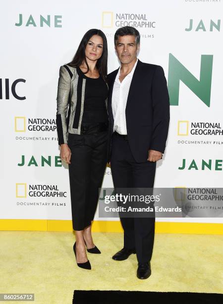 Actor Esai Morales and Elvimar Silva arrive at the premiere of National Geographic Documentary Films' "Jane" at the Hollywood Bowl on October 9, 2017...