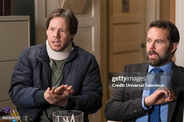 Anna & Jeremy's Meryl Streep Costume Party" Episode 605 -- Pictured: Ike Barinholtz as Morgan Tookers, Garret Dillahunt as Jody Kimball-Kinney --