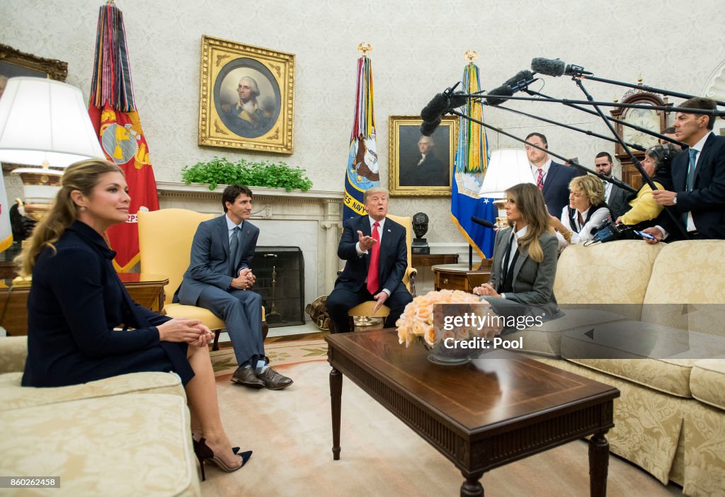 President Trump And First Lady Welcome Canadian Prime Minister Justin Trudeau And His Wife Gregoire To The White House