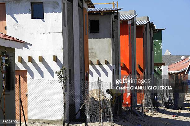 Newly painted houses on April 15, 2009 are seen at the Tafelsig township in Mitchells plain on the outskirt of Cape Town, South Africa. Even as...