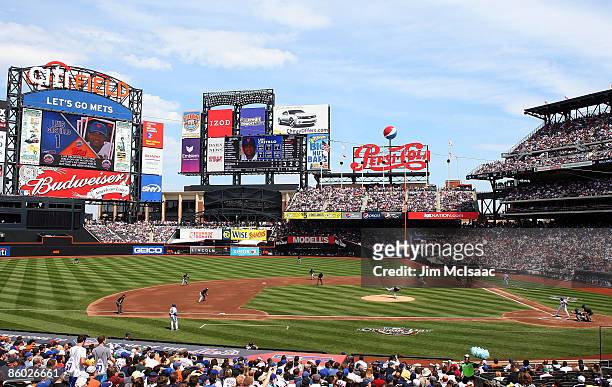 General view as the New York Mets play the Milwaukee Brewers on April 18, 2009 at Citi Field in the Flushing neighborhood of the Queens borough of...