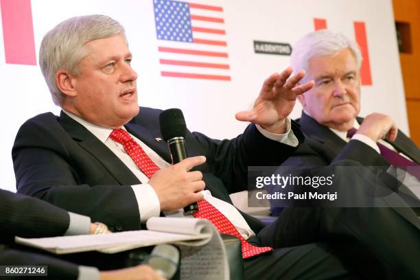 The Right Honourable Stephen Harper and Hon. Newt Gingrich speak about Trump, Trudeau, and Nieto regarding NAFTA Negotiations at Dentons NAFTA 2.0...