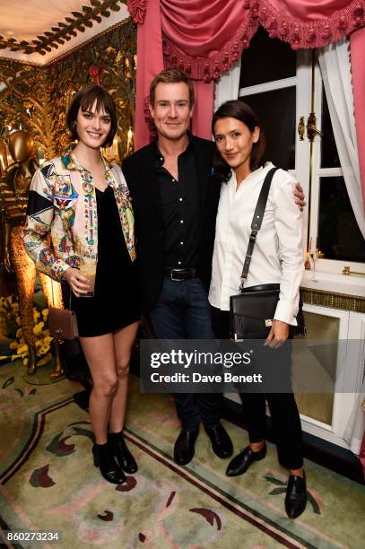 Sam Rollinson, William Banks-Blaney and Hikari Yokoyama attend the William Vintage x Farfetch Gianni Versace archive launch dinner at The Dorchester...