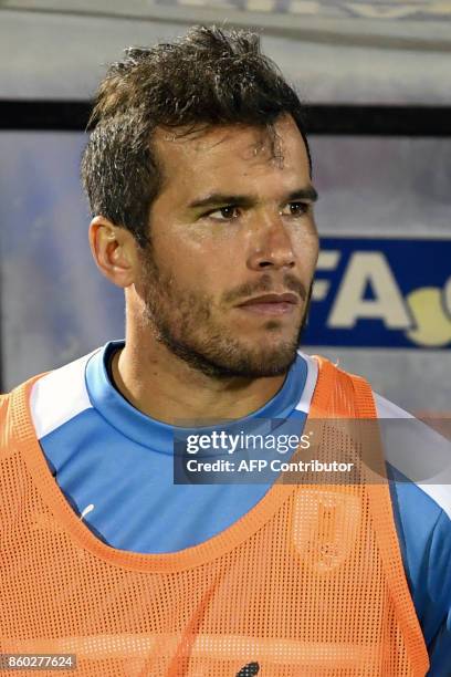 Uruguay's Alvaro Gonzalez poses before the 2018 World Cup football qualifier match against Bolivia in Montevideo, on October 10, 2017. / AFP PHOTO /...