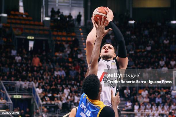 Alessandro Gentile of Segafredo competes with Damien Inglis of Betaland during the LBA LegaBasket of Serie A1 match between Virtus Segafredo Bologna...