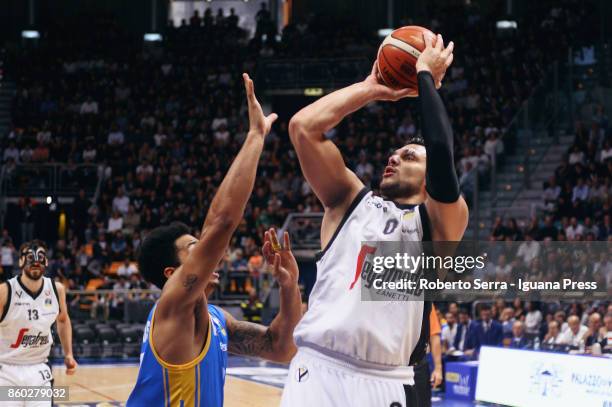 Alessandro Gentile of Segafredo competes with Damien Inglis of Betaland during the LBA LegaBasket of Serie A1 match between Virtus Segafredo Bologna...