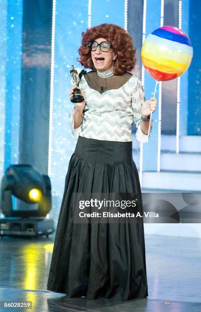 Pippo Franco, aka Sofia Loren, appears on the TV show 'Bellissima: Cabaret Anticrisi' at Salone Margherita on April 18, 2009 in Rome, Italy.
