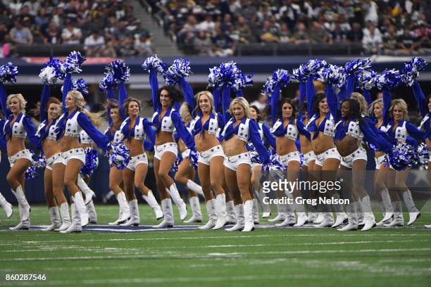 Dallas Cowboys cheerleaders on field during game vs Green Bay Packers at AT&T Stadium. Arlington, TX 10/8/2017 CREDIT: Greg Nelson