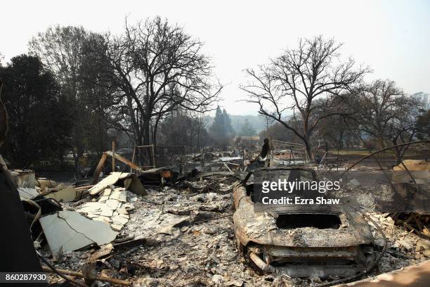 Homes are left completely destroyed by the Tubbs Fire on October 11, 2017 in Kenwood, California. In one of the worst wildfires in state history,...