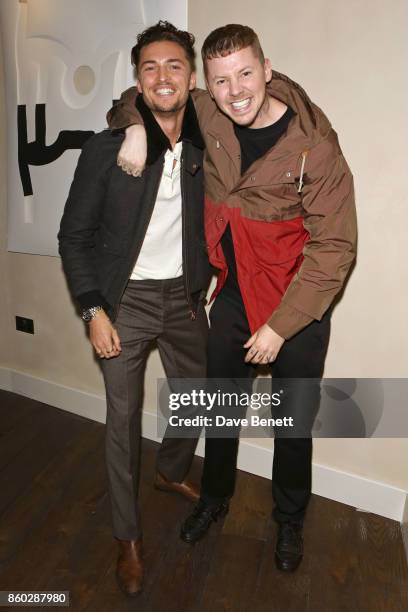 Harvey Newton-Haydon and Professor Green attends the launch of The Great Eight Guacamoles, London's first Guacamoles and Tequila Bar, at Cantina...