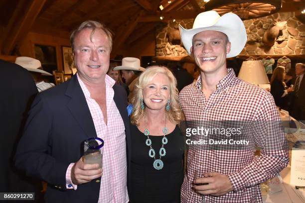 Paul Beirne, Sharon Bush and Matt Thomas attend Hearst Castle Preservation Foundation Annual Benefit Weekend "Hearst Ranch Patron Cowboy Cookout" at...