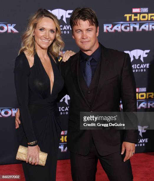 Luke Hemsworth and Samantha Hemsworth arrive at the premiere of Disney and Marvel's "Thor: Ragnarok" at the El Capitan Theatre on October 10, 2017 in...