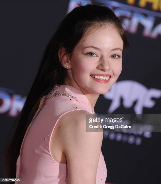 Mackenzie Foy arrives at the premiere of Disney and Marvel's "Thor: Ragnarok" at the El Capitan Theatre on October 10, 2017 in Los Angeles,...
