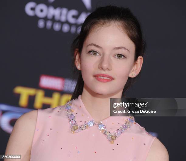Mackenzie Foy arrives at the premiere of Disney and Marvel's "Thor: Ragnarok" at the El Capitan Theatre on October 10, 2017 in Los Angeles,...