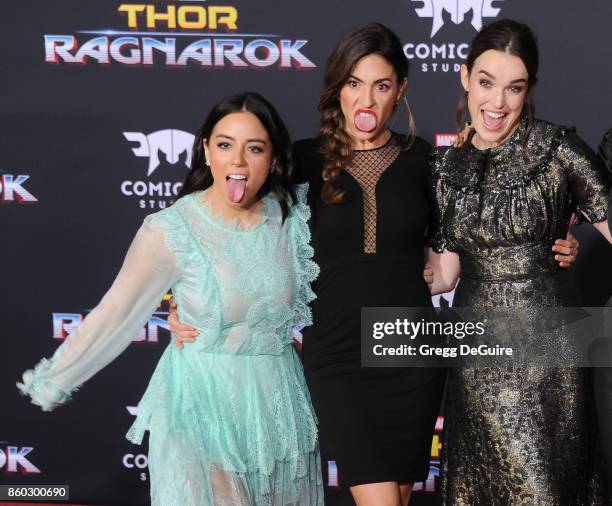 Chloe Bennet, Natalia Cordova-Buckley and Elizabeth Henstridge arrive at the premiere of Disney and Marvel's "Thor: Ragnarok" at the El Capitan...
