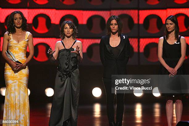 Actress Jennifer Beals, creator of "The L Word" Ilene Chaiken, actress Katherine Moennig and actress Leisha Hailey speak onstage at the 20th Annual...