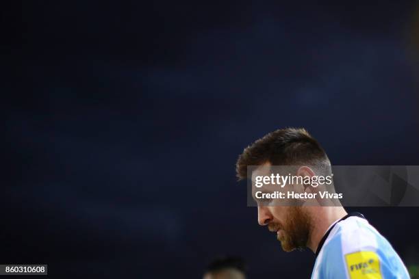 Lionel Messi of Argentina enters the field prior to a match between Ecuador and Argentina as part of FIFA 2018 World Cup Qualifiers at Olimpico...
