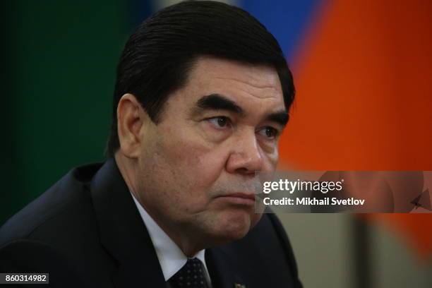 Turkmen President Gurbanguly Berdymukhamedov attends the Summit of CIS October 12, 2017 in Sochi, Russia. Leaders of ex-Soviet states have gathered...