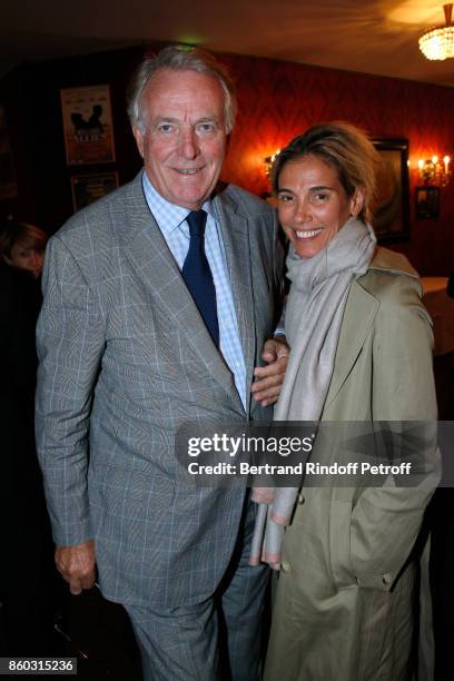 Count Jean de Iturbe and Carolina Ruiseco attend the "Novecento" Theater Play in support of APREC at Theatre Montparnasse on October 11, 2017 in...