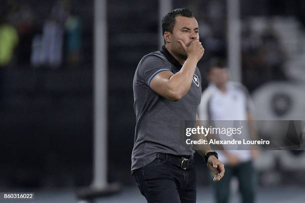 Jair Ventura, head coachÂ of Botafogo yells during the match between Botafogo and Chapecoense as part of Brasileirao Series A 2017 at Engenhao...