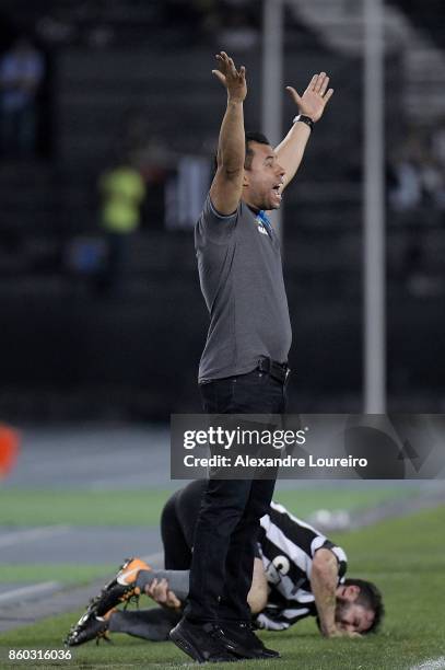 Jair Ventura, head coachÂ of Botafogo yells during the match between Botafogo and Chapecoense as part of Brasileirao Series A 2017 at Engenhao...