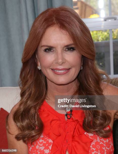 Actress Roma Downey attends Hallmark's "Home & Family" at Universal Studios Hollywood on October 11, 2017 in Universal City, California.